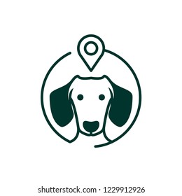 Dog with location pin vector pet icon design