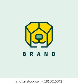 Dog logo with abstract polygonal design. Geometric linear dog.