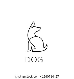 Dog Logo Black Line Style Outline Icon Designs Vector Illustration Art Monoline Simple