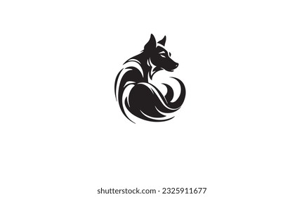 dog logo black simple flat icon on white background