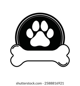 dog logo bone footprint vector design illustration