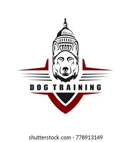 Dog logo with capital icon design template