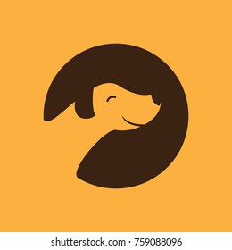 Dog Logo Circle Brown Yellow