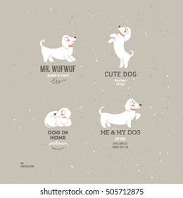 Dog logo collection. Vintage style logo set. Vector illustration