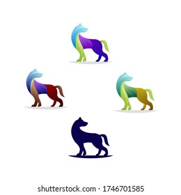 Dog logo with colorful style design vector template