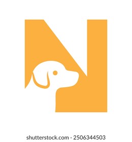 Dog Logo combine with letter N vector template