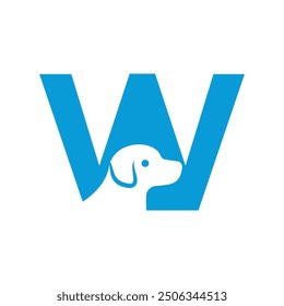 Dog Logo combine with letter W vector template