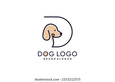 Dog logo design with creative letter D concept style