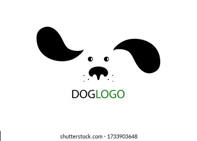 Dog Logo Design. Cute Cartoon Dog Face With Long Fluttering Ears. Vector Illustration