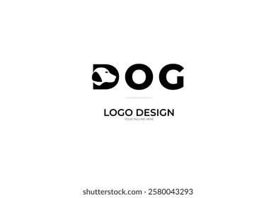 Dog logo design with a cute looking typography style that is suitable for pet shops (adoption), dog lovers' community and others