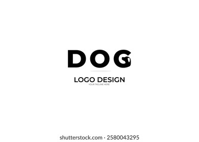 Dog logo design with a cute looking typography style that is suitable for pet shops (adoption), dog lovers' community and others