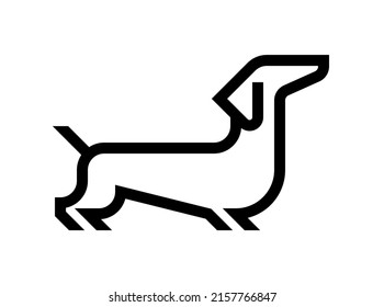 Dog Logo Design. Dachshund Pet Vector Illustration Isolated On White Background.