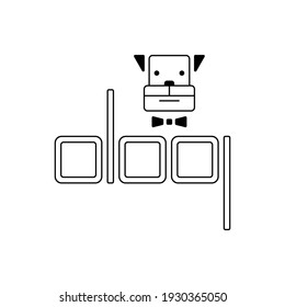 Dog logo and design icon in line art. Vector stock illustration