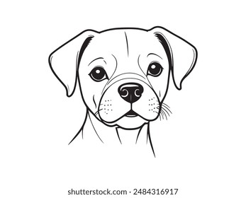 Dog logo design icon symbol vector illustration. Thin line drawing Dog head icon symbol vector. Outline dog logo