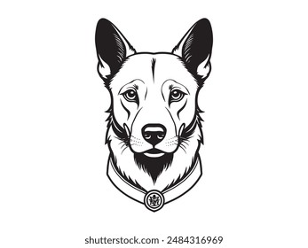 Dog logo design icon symbol vector illustration. Thin line drawing Dog head icon symbol vector. Outline dog logo