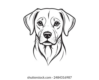 Hundelogo Design-Symbol-Symbol-Vektorillustration. Dünne Linie Zeichnung Hundekopf Symbol Vektorgrafik. Umriss des Hundelogos