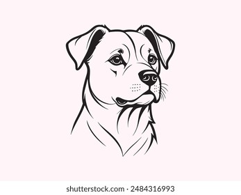 Dog logo design icon symbol vector illustration. Thin line drawing Dog head icon symbol vector. Outline dog logo