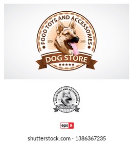 Dog logo design and illustration for dog club, pet store, training, etc - vector.