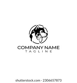 dog logo design illustrator with white background