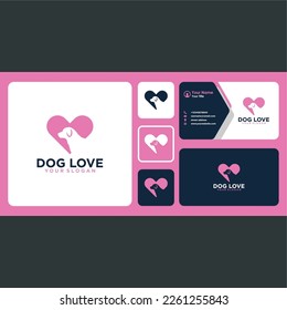 dog logo design with love and business card