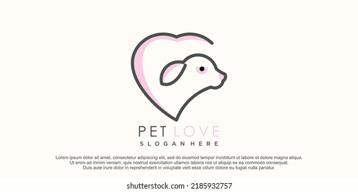 dog logo design with love concept premium vector