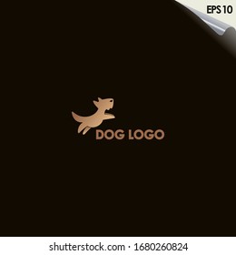 Dog Logo Design With Luxury Gradient Gold Colour. Dog Logo Template. Modern Design. Flat Logo. Vector Illustration