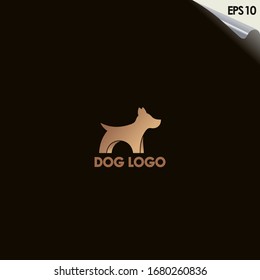 Dog Logo Design With Luxury Gradient Gold Colour. Dog Logo Template. Modern Design. Flat Logo. Vector Illustration