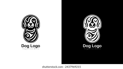 dog logo design in a minimalist style with an oval shape