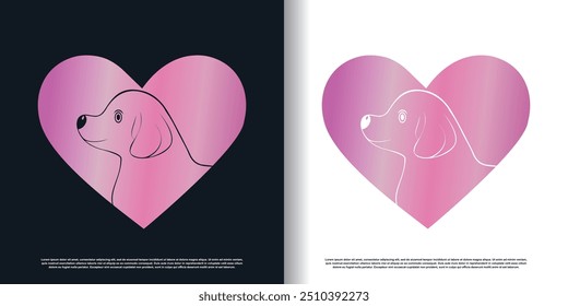 dog logo design with modern abstract concept for business premium vector