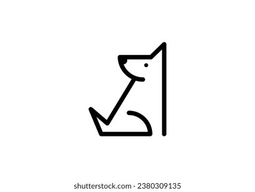 dog logo design. pet care white linear style concept element symbol vector illustration.