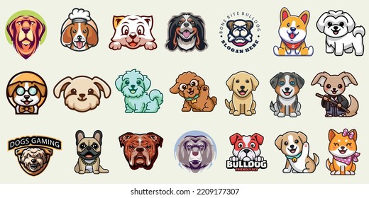 dog logo design, dog sign, dog icon, Hand drawn dog animal logo template