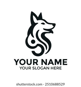 dog logo design, symbol, business icon design, fox logo, vector illustration,silhouette.eps