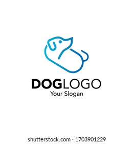 Dog logo design template. Graphic sitting puppy logotype