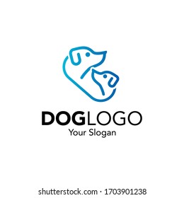 Plantilla de diseño del logotipo del perro. Logotipo de cachorrito sentado gráfico