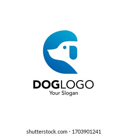 Dog logo design template. Graphic sitting puppy logotype