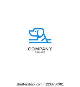 Dog logo design template, sign and symbol. Pet silhouette label illustration isolated on background, Modern animal badge for veterinary clinic, pet food or pet care