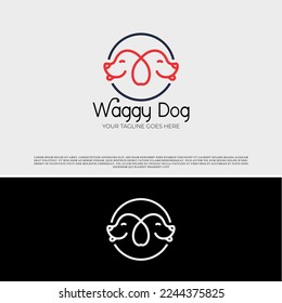 dog logo design, two dogs vector illustration, waggy dog.