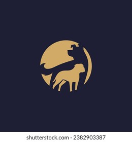 dog logo design. Vector illustration of silhouette Labrador retriever and pitbull dog. modern logo design vector icon template