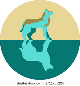 dog logo, emblem in a circle