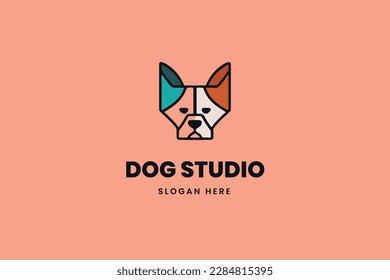 dog logo, geometric shapes, business brand