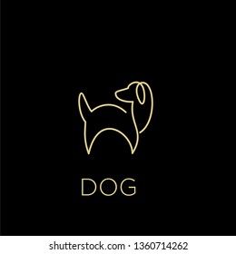 dog logo gold line style outline icon designs vector illustration art monoline simple