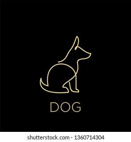 dog logo gold line style outline icon designs vector illustration art monoline simple
