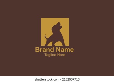 Logotipo de perro con puerta dorada, logotipo de vector simple y memorable