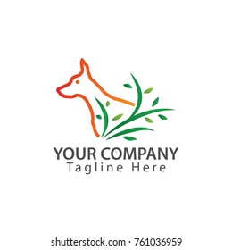 Dog logo - Head and plant.  illustration in vector format.