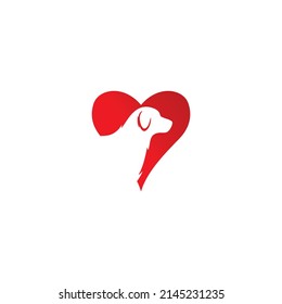 dog logo and heart full of love creative design