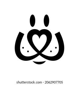 Dog logo with heart and initial W,  
Design element for logo, poster, card, banner, emblem, t shirt. Vector illustration