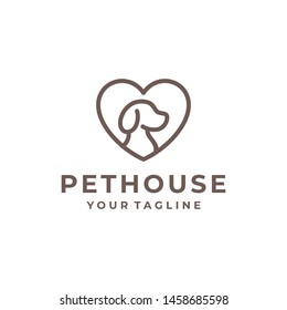 Dog logo and icon design vector. Pet house and pet shop logo.