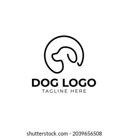 Logo de perro y vector de diseño de iconos.