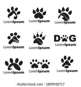 Dog logo icon vector line art illustration of nature.