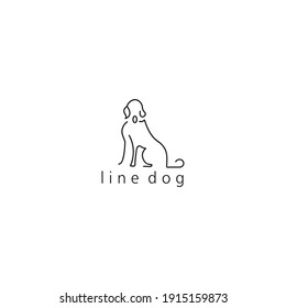 dog logo illustration outline design vector template